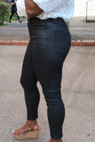 "Button My Fly"  High Rise Black Skinny Jeans